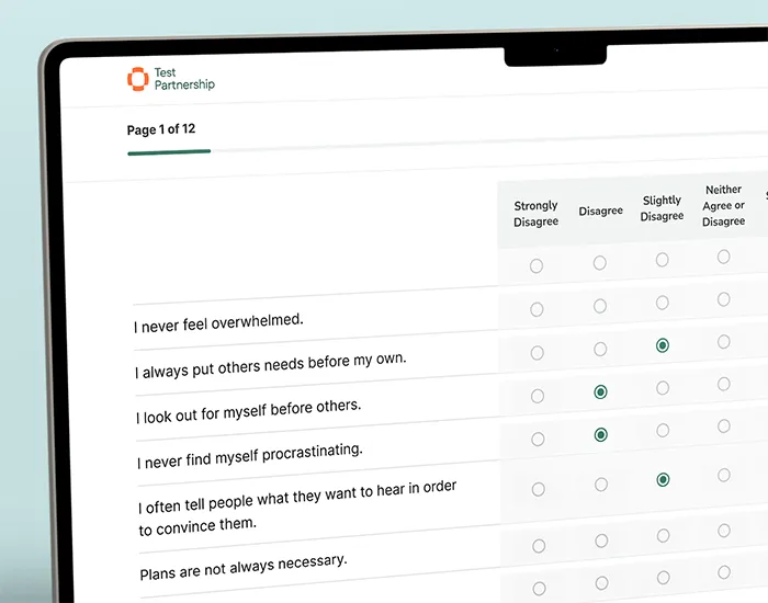 test partnership personality test